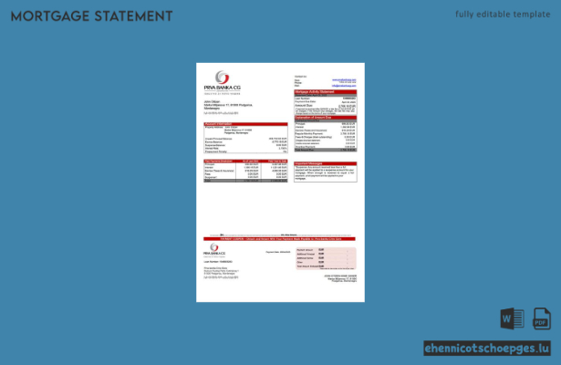 Montenegro Prva Banka Crne Gore Hypothekenauszug Word- und PDF-Beispielvorschau